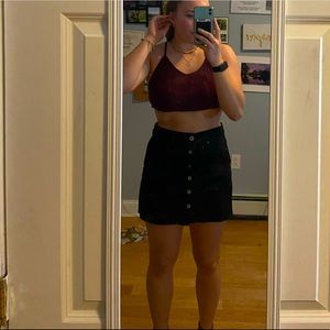 black denim button up skirt
